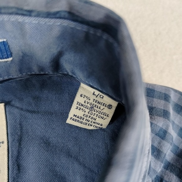 Tommy Bahama Shirt Mens Large Blue Plaid Short Sleeve Button Up Tencel Cotton - Picture 4 of 9